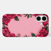 Rode rozen op roze achtergrond Case-Mate iPhone case (Achterkant (horizontaal))