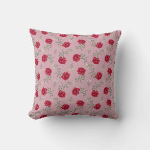 Rode rozen op roze oversized Calico Kussen