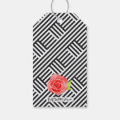 Rode rozen op strepen Derby Vrijgezellenfeest Cadeaulabel (Achterkant)