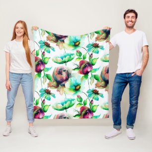 Rode rozen op witte achtergrond fleece deken