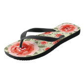 Rode Rozen op Witte en Lichte Groene Stippen Muilt Teenslippers (Schuin)