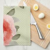 Rode Rozen op witte en Limoen handdoeken (Quarter Fold)