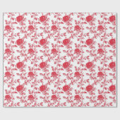 Rode rozen op witte Toile De Jouy Cadeaupapier (Vlak)