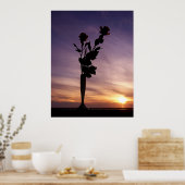 Rode rozen op zonsondergang poster (Keuken)