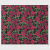 Rode rozen op zwart. cadeaupapier (Vlak)