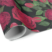 Rode rozen op zwart. cadeaupapier (Rol Hoek)
