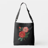 Rode rozen op zwart crossbody tas (Achterkant)