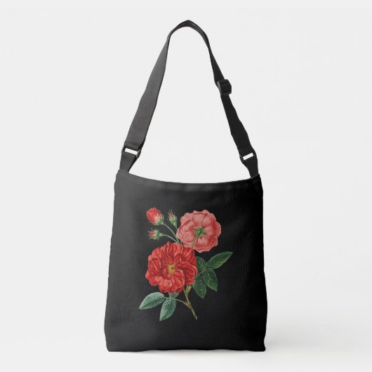 Rode rozen op zwart crossbody tas (Voorkant)
