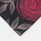 Rode rozen op zwart. fleece deken (Hoek)
