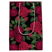 Rode rozen op zwart. medium cadeauzakje (Achterkant)