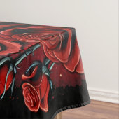Rode rozen op zwart prachtig kunstfeest tafelkleed (Voorbeeld)