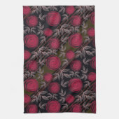 Rode rozen op zwart. theedoek (Verticaal)