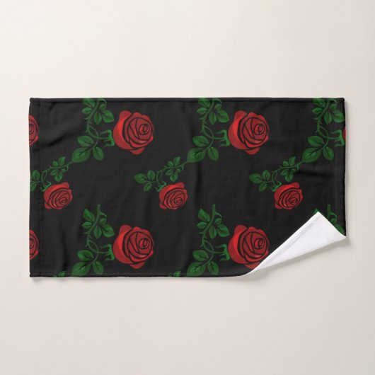 rode rozen op zwarte achtergrond handdoek (Handdoek)