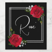 Rode Rozen op Zwarte Bruiloft Wijn Etiket (Enkel label)