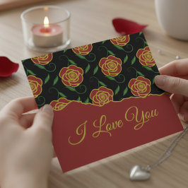 Rode Rozen Op Zwarte Ik Hou Van Jou Valentijnkaart