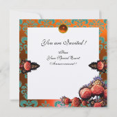 RODE ROZEN, ORANJE BLUE GOLD DAMASKMONOGRAM KAART (Achterkant)