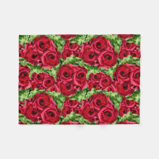 Rode Rozen Pad Bloem Garland Fleece Deken (Voorkant (Horizontaal))