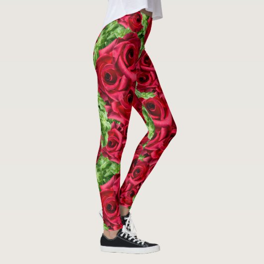 Rode Rozen Pad Bloem Garland Leggings (Rechts)
