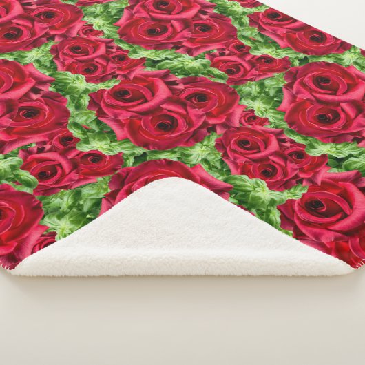 Rode Rozen Pad Bloem Garland Sherpa Deken (3/4)