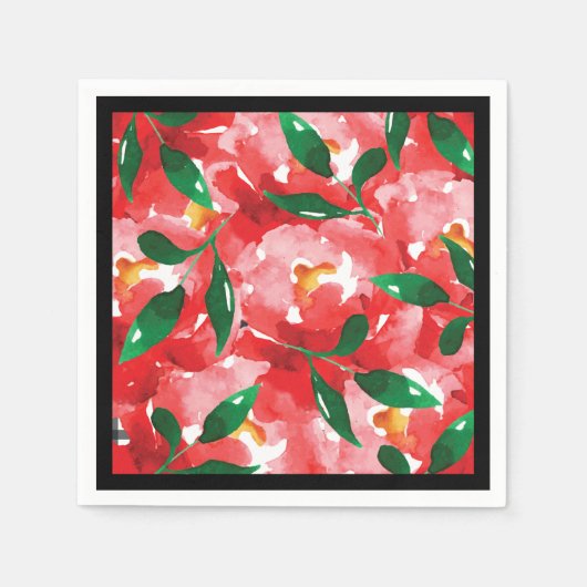 Rode rozen papier cocktail servet (Voorkant)