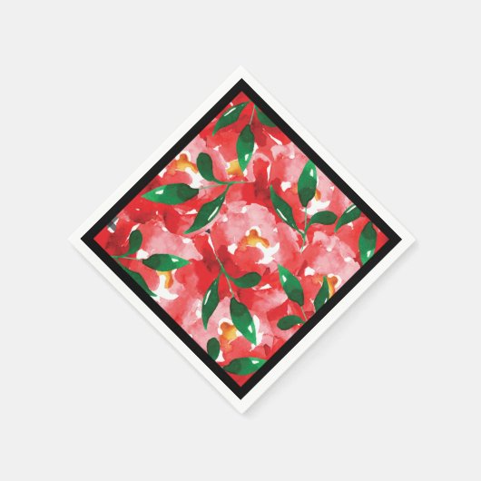 Rode rozen papier cocktail servet (Hoek)