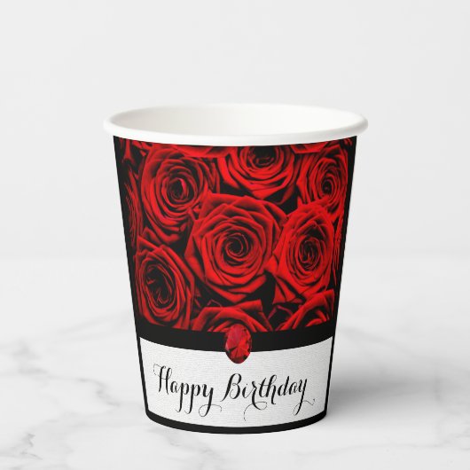 Rode rozen papieren bekers (Achterkant)