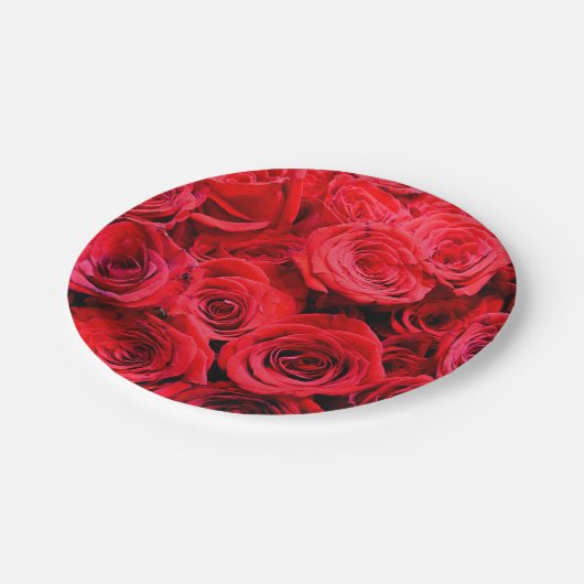 rode rozen papieren bordje (Gekanteld)