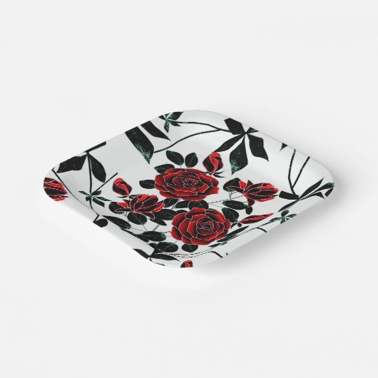 Rode rozen. papieren bordje (Gebogen)