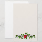 Rode rozen, parels en bladeren Stationery Briefpapier (Voorkant / Achterkant)