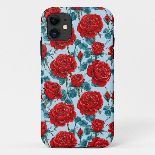 Rode rozen patroon Case-Mate iPhone case (Achterkant)