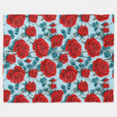 Rode rozen patroon fleece deken (Voorkant (Horizontaal))