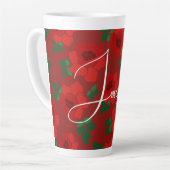 Rode Rozen Patroon Geïllustreerde Gift Latte Mok (Linkerhoek)