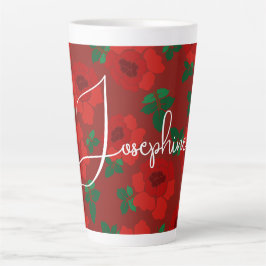 Rode Rozen Patroon Geïllustreerde Gift Latte Mok