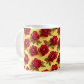 Rode rozen patroon koffiemok (Voorkant links)