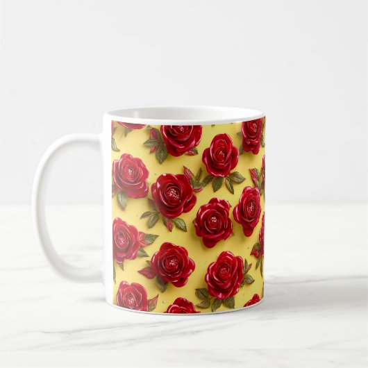 Rode rozen patroon koffiemok (Links)