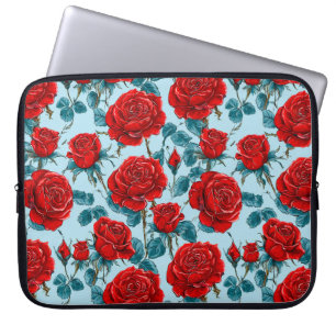 Rode rozen patroon laptop sleeve