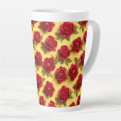 Rode rozen patroon latte mok (Rechterhoek)