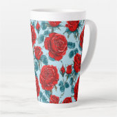 Rode rozen patroon latte mok (Rechterhoek)