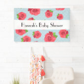 rode rozen, patroon van Rozen, bloemen, Baby showe Spandoek (Insitu)