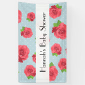 rode rozen, patroon van Rozen, bloemen, Baby showe Spandoek (Verticaal)