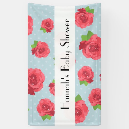 rode rozen, patroon van Rozen, bloemen, Baby showe Spandoek (Verticaal)