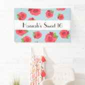 rode rozen, patroon van Rozen, bloemen, zoet 16 Spandoek (Insitu)