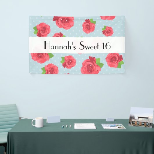 rode rozen, patroon van Rozen, bloemen, zoet 16 Spandoek (Beurs)