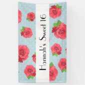 rode rozen, patroon van Rozen, bloemen, zoet 16 Spandoek (Verticaal)