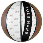 Rode rozen, patroon van Rozen, Jouw naam Basketbal (Verticaal)