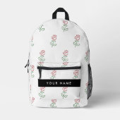 Rode rozen, patroon van Rozen, Jouw naam Bedrukte Rugzak (Voorkant)