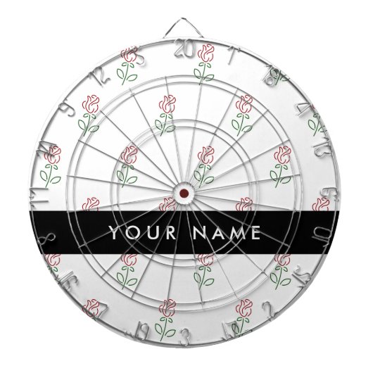 Rode rozen, patroon van Rozen, Jouw naam Dartbord (Voorkant)