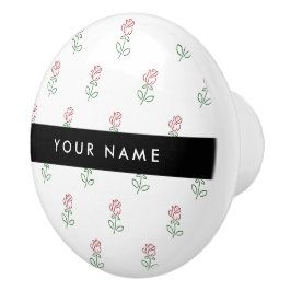 Rode rozen, patroon van Rozen, Jouw naam Keramische Knop