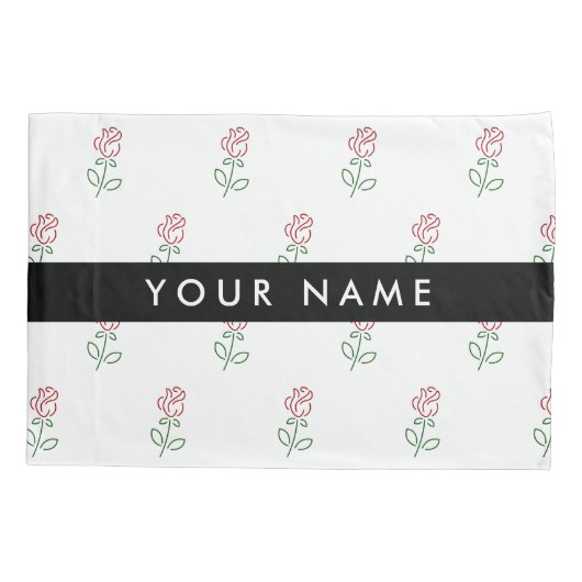 Rode rozen, patroon van Rozen, Jouw naam Kussensloop (Achterkant)