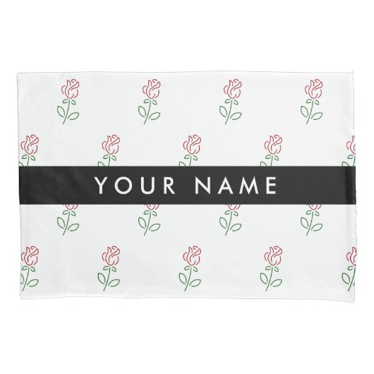 Rode rozen, patroon van Rozen, Jouw naam Kussensloop (Voorkant)